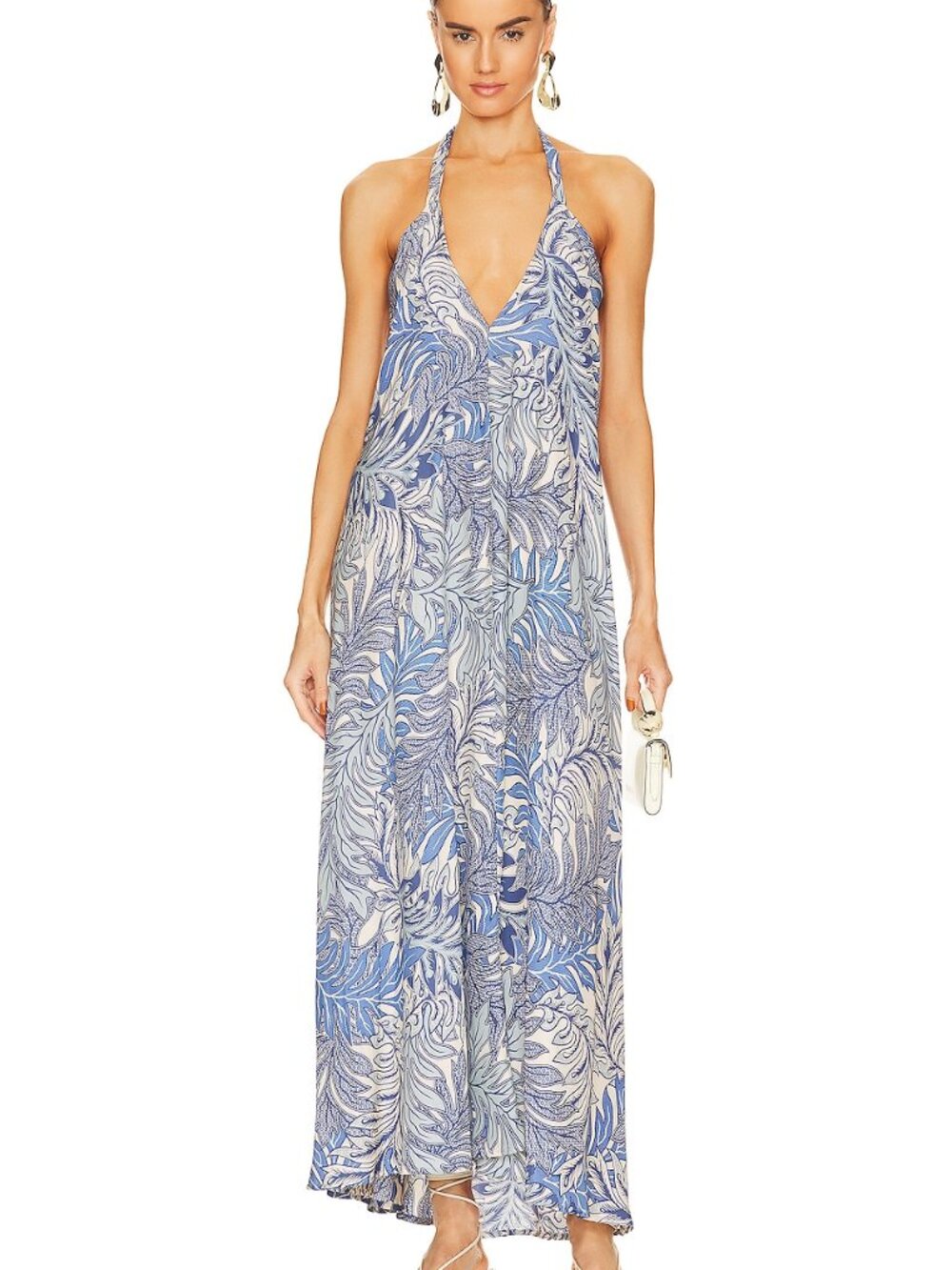Natalie Martin Lola Dress - XSmall -100% Silk - Jungle Print Lake Blue -NWT!